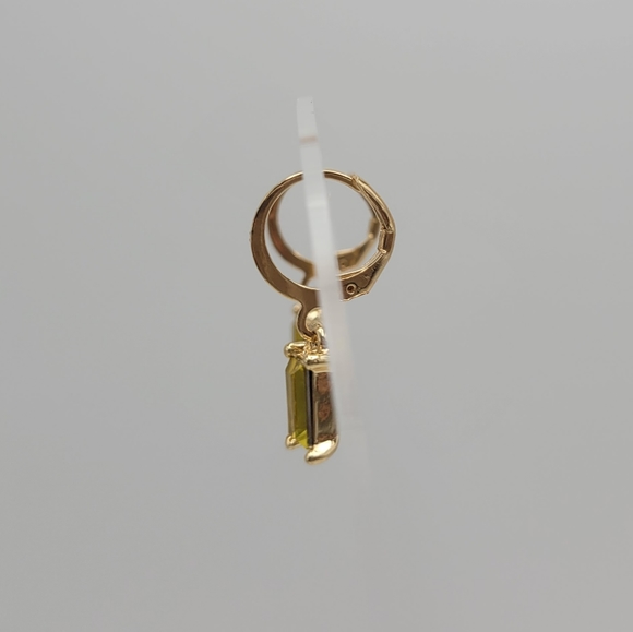 Citrine Yellow Gemstone Drop Huggie Earrings - Picture 2 of 4